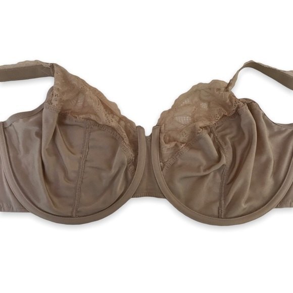 Bali 6543 Lace Desire Semi Sheer Beige Lightly Lined Underwire Size 42DDD 42F - Picture 3 of 10